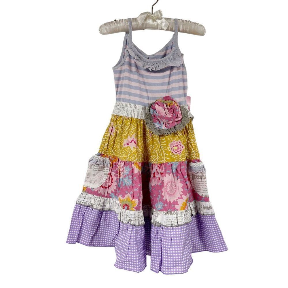 Girls NWT Mustard Pie Magnolia Pie Ruffled Tiered Dress Size 4